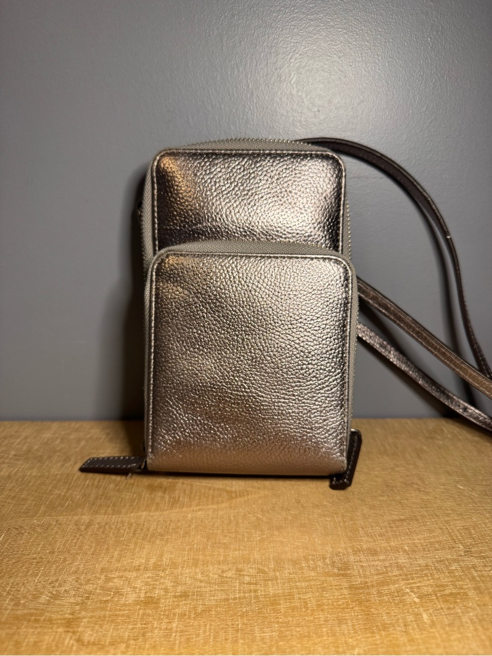 J. Jill Metallic Silver Crossbody Phone Pouch
